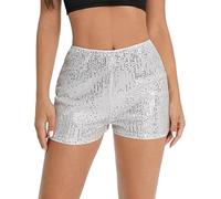 Pantalones Cortos con Lentejuelas para Mujer, de Cintura Alta, Informales, Sueltos, línea A, con, para Discoteca, para Salir de Noche Ideal para Uso Diario