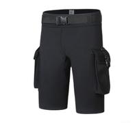 Pantalones cortos de almacenamiento de buceo de 3 mm con grandes bolsillos laterales y agujeros de drenaje para buceo, surf, natación, rafting, vela, rescate acuático, negro, XL (L)