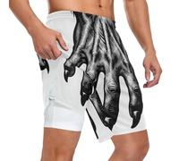 Pantalones cortos de baloncesto para hombre, ajuste atlético, forro interior suave, diseño de múltiples bolsillos para gimnasio y entrenamiento, arte de mano de monstruos aterradores, Scary Monsters