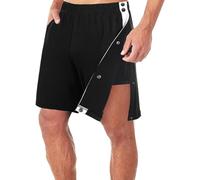 Pantalones cortos de baloncesto para hombre - Pantalones cortos casuales de corte alto con botón a presión abierto completo después de la cirugía con bolsillos laterales, pantalones cortos de pierna