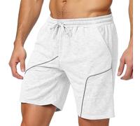 Pantalones Cortos DE Baloncesto SeñOres Pantalones Cortos Casuales Hombre Diarios CóModos ConfeccióN Ligera Combinar Camisetas Sin Mangas Temporada Primaveral (White, XXL)