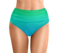 Pantalones cortos de baño de mujer - parte inferior de bikini de cintura alta para slip de baño corto de playa fruncido bajo traje de baño de corte bajo traje de baño que cubre pantalones cortos