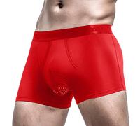 Pantalones cortos de baño para hombre Boxer sexy verano delgado hielo transparente seda Boxer hombres transpirable hombres ropa interior elástica cómoda traje de baño hombre Boxer forro, rojo, L