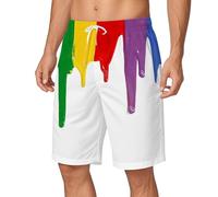 Pantalones cortos de baño para hombre con estampado de arcoíris a rayas, Bermudas Gay Pride Month Boardshort LGBTQ Pantalones cortos de secado rápido Pierna recta Hip Hop Y2k Deportivos Playa Verano