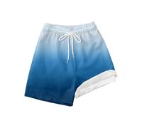 Pantalones cortos de baño para niño con estampado de gradiente con cordón de cintura alta holgada, cómodos de 5 a 14 años, playa, piscina, verano, niño, boxeador de baño (talla 5)., azul, 9-10 años