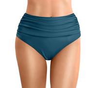 Pantalones cortos de bikini de cintura alta para mujer, talla grande, pantalones cortos de playa, corte inferior fruncido, cobertura completa, traje de baño deportivo, yoga, azul marino, XXL