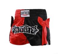Pantalones cortos de boxeo unisex para artes marciales mixtas, Muay Thai, cintura elástica, ligeros, transpirables, poliéster, estampado deportivo, varios tamaños para intenso (XXXL negro rojo)