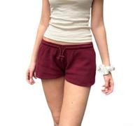 Pantalones cortos de chándal para mujer para y2k Summer Lounge Low Rise Sweat(Borgoña L)