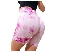 Pantalones cortos de ciclismo para mujer, ajustados, sin costuras, cintura alta, moldeadores, fitness, yoga, rosa, M