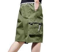 Pantalones cortos de combate para hombre, elásticos, ligeros, deportivos, clásicos, de pierna recta, 5/10, ajuste holgado, longitud hasta la rodilla, a la moda, ocio, medio pantalón para hombre