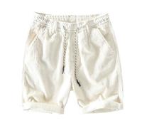 Pantalones cortos de correr para hombre, color liso, pierna recta, ropa de portero, Blanco, XXL
