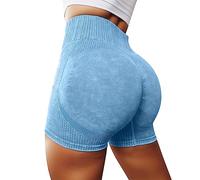 Pantalones cortos de correr para mujer, ropa activa, pantalones cortos deportivos para mujer, cintura ancha, pantalones cortos deportivos para yoga, deportes y exteriores, azul, M