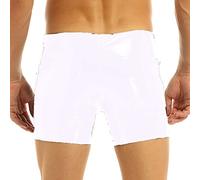 Pantalones cortos de cuero de PVC brillante sexy para hombres para sexo erótico Sexy Bottom Fetish Wetlook Latex Mini Hot Pant Zipper Leather Hot Pants Sissy,white,7XL