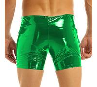 Pantalones cortos de cuero de PVC brillante sexy para hombres para sexo erótico Sexy inferior fetiche Wetlook látex mini pantalón caliente cremallera cuero pantalones calientes Sissy,verde,XXL