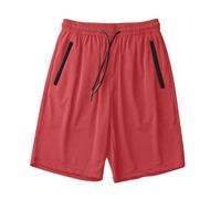 Pantalones cortos de deporte para hombre, informales, de malla, pantalones cortos para hombre, pantalones cortos para hombre, Rojo sandía, XXL