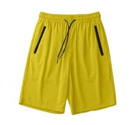 Pantalones cortos de deporte para hombre, informales, de malla, pantalones cortos para hombre, pantalones cortos para hombre, amarillo, 5XL