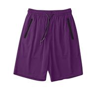 Pantalones cortos de deporte para hombre, informales, de malla, pantalones cortos para hombre, pantalones cortos para hombre, morado, 3XL