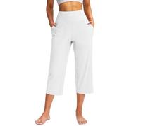 Pantalones cortos de deporte para mujer con bolsillos, pantalones de lino ligeros y cortos, pantalones de yoga, pantalones de deporte de pierna ancha, pantalones de deporte de cintura alta, pantalones