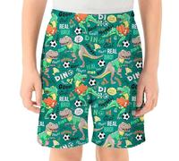 Pantalones Cortos de Dinosaurios para Niños y Adolescentes Ropa Cómoda Diaria para Playa y Aventuras al Libre (Dark Green, 11-12 Years)