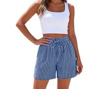 Pantalones cortos de dormir para mujer, cintura alta, pierna fácil, bolsillos y ajuste holgado, tela de poliéster, ropa de dormir, noches de hogar, viajes, para combinar con camisetas, camisetas sin
