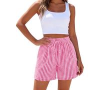 Pantalones cortos de dormir para mujer, cintura alta, pierna fácil, bolsillos y ajuste holgado, tela de poliéster, ropa de dormir, noches de hogar, viajes, para combinar con camisetas, camisetas sin
