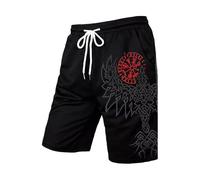 Pantalones Cortos de Estilo Vikingo para Hombre con impresión 3D, Pantalones Vikingos de Verano, Vacaciones en la Playa, Viajes, Secado rápido, Pantalones Cortos Deportivos con cordón