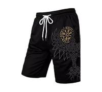 Pantalones Cortos de Estilo Vikingo para Hombre con impresión 3D, Pantalones Vikingos de Verano, Vacaciones en la Playa, Viajes, Secado rápido, Pantalones Cortos Deportivos con cordón