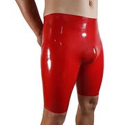 Pantalones Cortos De Goma De Látex Para Hombres Rojos Hechos A Mano Fetiche Personalizar Entrepierna 3D,Rojo,SG