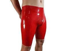 Pantalones Cortos De Goma De Látex Para Hombres Rojos Hechos A Mano Fetiche Personalizar Entrepierna 3D,Rojo,3XL