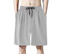 Pantalones cortos de hombre con bolsillos profundos, ajuste holgado, pantalones cortos casuales para correr, entrenamiento, baloncesto, gris, L