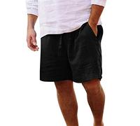 Pantalones Cortos de Hombre de Lino Bermudas Casuales Jogger Shorts Pantalon Corto de Playa Verano