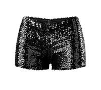 Pantalones cortos de lentejuelas negros para mujer, pantalones con purpurina, pantalones cortos para festival, sexy, traje rave, pantalones cortos brillantes para mujer, pantalones cortos de plata
