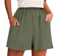 Pantalones Cortos de Lino Mujer Pantalon Algodón y Lino Verano de Pierna Ancha Shorts Cintura Alta Sueltos Short con Bolsillos Bermudas Short Deportivo para Casa y Playa