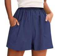 Pantalones Cortos de Lino Mujer Pantalon Algodón y Lino Verano de Pierna Ancha Shorts Cintura Alta Sueltos Short con Bolsillos Bermudas Short Deportivo para Casa y Playa