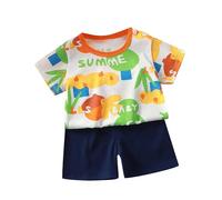 Pantalones cortos de manga corta con estampado para niña, conjunto de dos piezas hecho a mano ropa de, J., 3-6 meses