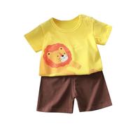 Pantalones cortos de manga corta con estampado para niña, conjunto de dos piezas hecho a mano ropa de, I, 3-6 meses