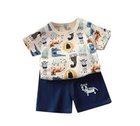 Pantalones cortos de manga corta con estampado para niña, conjunto de dos piezas hecho a mano ropa de, P, 3-6 meses