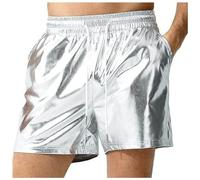 Pantalones cortos de metal para hombre, pantalones cortos de lentejuelas, con bolsillos, cordón, corto, brillante, pantalones de baile, pantalones de fiesta, traje de baño para festival, discoteca