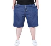 Pantalones cortos de mezclilla de algodón para hombre, talla grande, para uso al aire libre, casuales, a la moda, talla grande, talla 8XL, pantalones cortos holgados, azul, 8XL