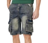 Pantalones cortos de mezclilla para hombre, holgados, multibolsillos, rectos, cortos, pantalones vaqueros Y2k, bermudas, pantalones cargo informales, pierna ancha, pantalones de trabajo, ropa de calle
