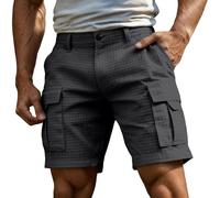 Pantalones Cortos de Moda para Hombres no se deforma con Lavados Anti-Arrugas y fácil de cuidar Cintura elástica para Mejor Ajuste Actuales y fáciles de cuidar（Gris Oscuro；M）
