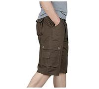 Pantalones Cortos de Moda para Hombres no se deforma con Lavados Anti-Arrugas y fácil de cuidar Cintura elástica para Mejor Ajuste Actuales y fáciles de cuidar（Café；Talla única）_1