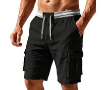 Pantalones Cortos de Moda para Hombres no se deforma con Lavados Anti-Arrugas y fácil de cuidar Cintura elástica para Mejor Ajuste Actuales y fáciles de cuidar（Negro；3XL）