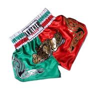 Pantalones cortos de Muay Thai transpirables para lucha de artes marciales mixtas y kickboxing, unisex, con cintura elástica, ropa deportiva para artes marciales (XS rojo + verde)