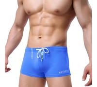 Pantalones cortos de natación ligeros para hombre, calzoncillos tipo bóxer transpirables, ropa de playa cómoda con diseño de cruz frontal para días de piscina (S, azul claro)