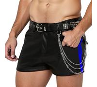 Pantalones cortos de piel sintética para hombre, aspecto mojado, pantalones cortos punk clubwear hip hop, leggings elásticos, pantalones cortos deportivos para correr, sexy, para fiestas, clubes