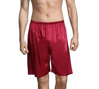 Pantalones cortos de pijama de cintura elástica para hombre, pantalones cortos de satén de seda sintética, suaves, cómodos, ligeros, con cintura elástica, transpirables, de 5 pulgadas, rosso, XXL