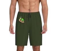 Pantalones cortos de pijama para hombre con estampado de ranas de árbol y ojos rojos, transpirables, ligeros, cómodos, para el hogar, Negro, 4XL corto
