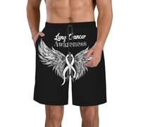 Pantalones Cortos De Playa Concientización sobre El Cáncer De Pulmón Shorts Transpirable Short Hombre Pantalones Cortos para Senderismo Correr Verano M