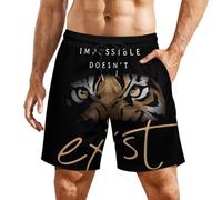 Pantalones Cortos De Playa Eslogan Imposible Ojos De Tigre Impreso Bañador Corto Cordón Pantalones Cortos Surf Bañador para Hombre para Senderismo Baloncesto Verano 2XL